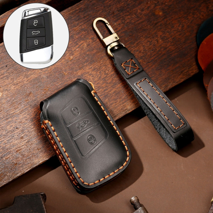 Hallmo Car Cowhide Leather Key Protective Cover Key Case for Volkswagen Lavida A Style(Black) - free shipping - PMC TechLife - Order now!