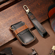 Hallmo Car Cowhide Leather Key Protective Cover Key Case for Volkswagen Lavida A Style(Black)
