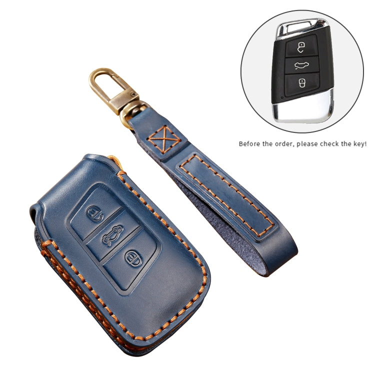 Hallmo Car Cowhide Leather Key Protective Cover Key Case for Volkswagen Lavida A Style(Black) - free shipping - PMC TechLife - Order now!