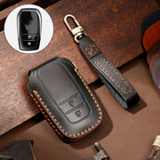 Hallmo Car Cowhide Leather Key Protective Cover Key Case for Toyota Corolla 2017 2-button(Black)
