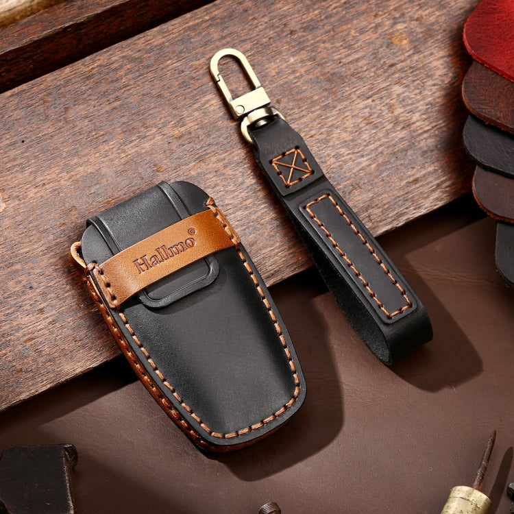 Hallmo Car Cowhide Leather Key Protective Cover Key Case for Haval H6(Black) - Car Key Cases by Hallmo | Online Shopping South Africa | PMC TechLife | Buy Now Pay Later Mobicred