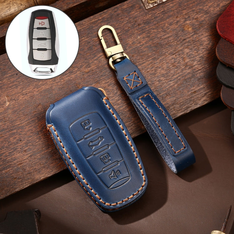 Hallmo Car Cowhide Leather Key Protective Cover Key Case for Haval H6(Blue) - Car Key Cases by Hallmo | Online Shopping South Africa | PMC TechLife | Buy Now Pay Later Mobicred