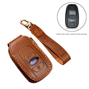 Hallmo Car Cowhide Leather Key Protective Cover Key Case for Subaru Forester(Brown)