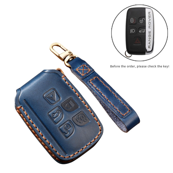 Hallmo Car Cowhide Leather Key Protective Cover Key Case for Land Rover Discovery 5 A Style(Brown)