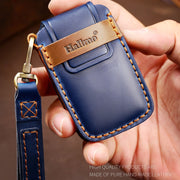 Hallmo Car Cowhide Leather Key Protective Cover Key Case for Land Rover Discovery 5 A Style(Brown)