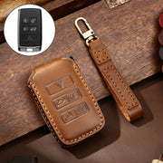 Hallmo Car Cowhide Leather Key Protective Cover Key Case for Land Rover Discovery 5 B Style(Brown)