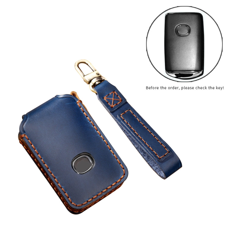 Hallmo Car Cowhide Leather Key Protective Cover Key Case for New Mazda Axela(Blue)