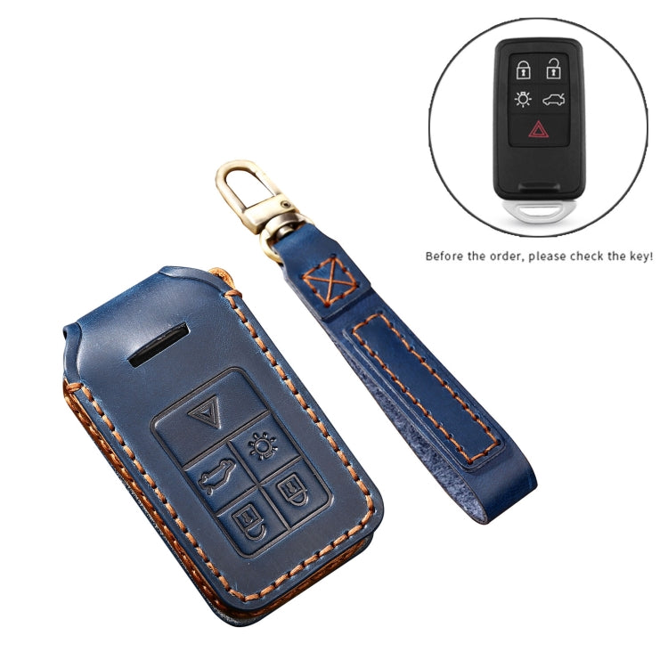 Hallmo Car Cowhide Leather Key Protective Cover Key Case for Volvo 5-button(Brown) - Car Key Cases by Hallmo | Online Shopping South Africa | PMC TechLife | Buy Now Pay Later Mobicred