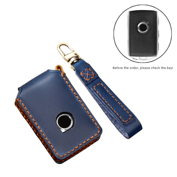 Hallmo Car Cowhide Leather Key Protective Cover Key Case for New Volvo(Brown)