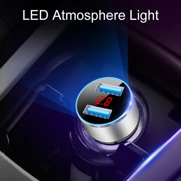 JMG-C016A 5 PCS 5V 3.1A Car Dual USB Charger with LED Display(Blue)