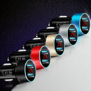 JMG-C016A 5 PCS 5V 3.1A Car Dual USB Charger with LED Display(Silver)