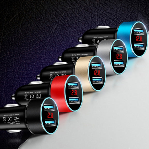 JMG-C016A 5 PCS 5V 3.1A Car Dual USB Charger with LED Display(Silver)