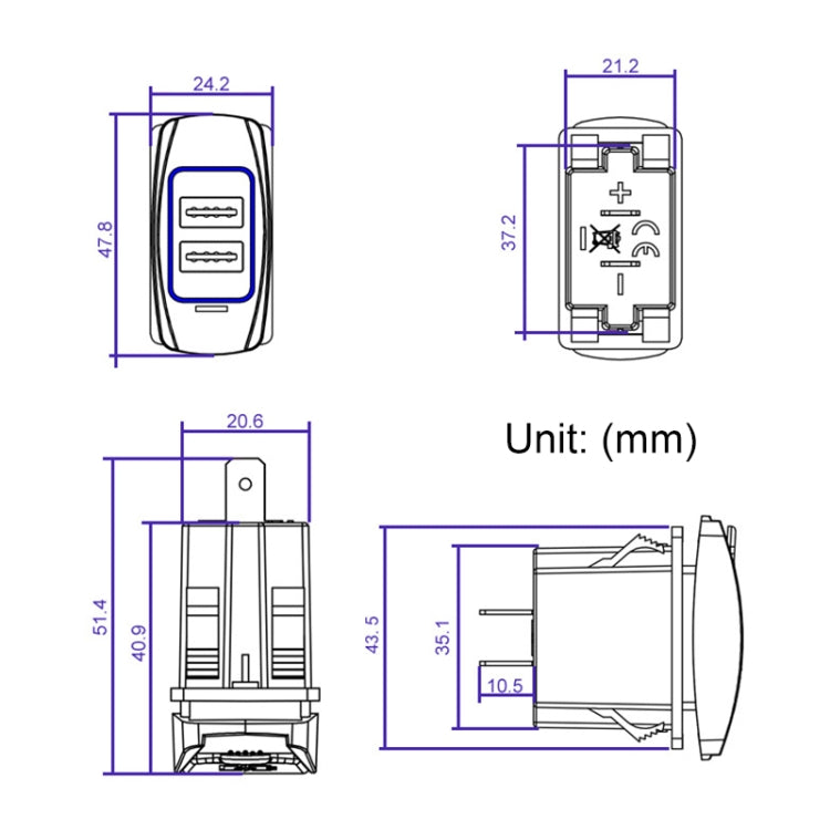 Car 4.8A Double-sided Mobile Phone Charger - DIY Modified Charger by PMC TechLife | Online Shopping South Africa | PMC TechLife