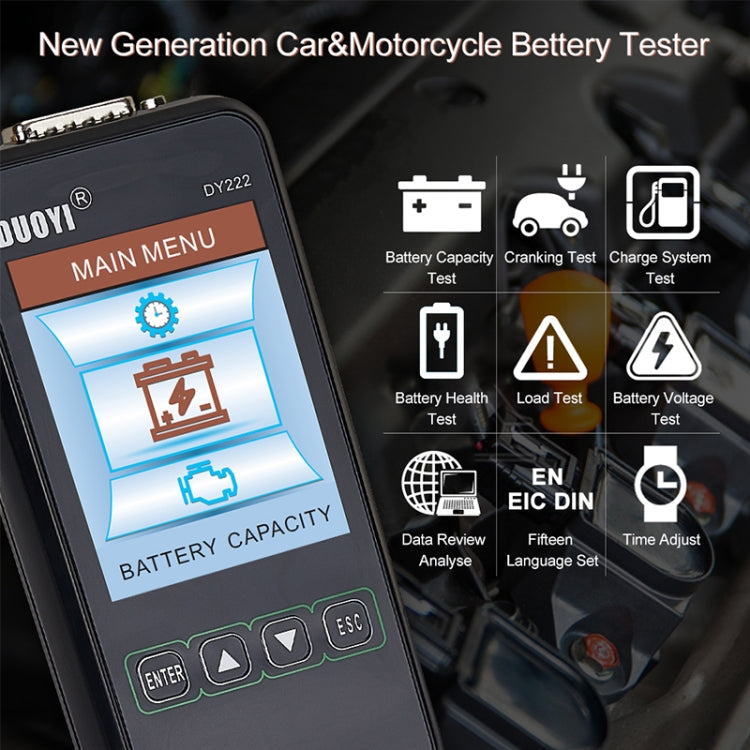 DUOYI DY222 Car 12V / 24V Battery Tester - free shipping - PMC Jewellery - Order now!