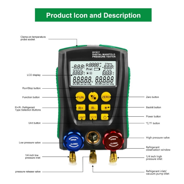 DUOYI DY517A Car Air Conditioning Diagnostic Instrument Temperature Monitor Fluoride Meter - free shipping - PMC TechLife - Order now!
