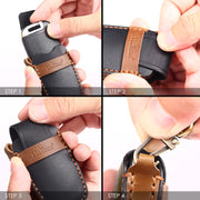 Hallmo Car Cowhide Leather Key Protective Cover Key Case for KIA K2 / K3 / K5 3-button(Brown)