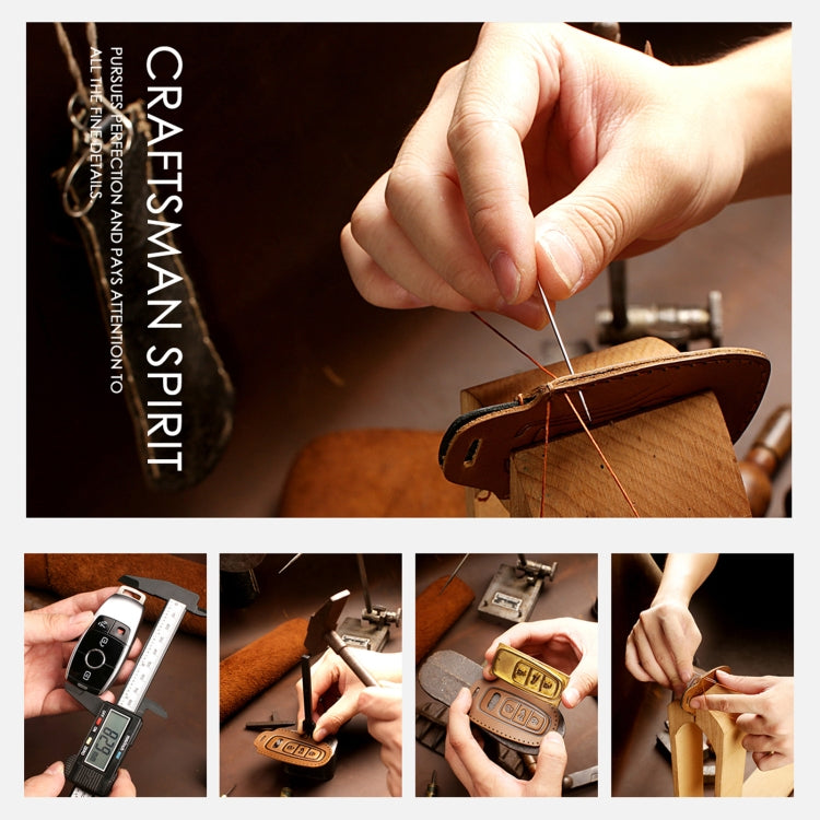 Hallmo Car Cowhide Leather Key Protective Cover Key Case for KIA K2 / K3 / K5 3-button(Brown)