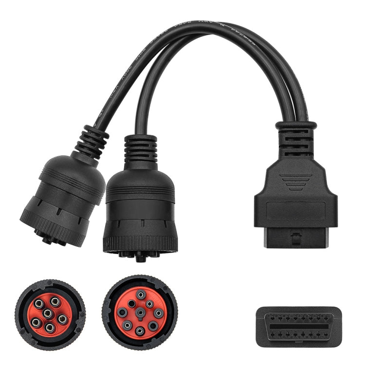 J1708 J1939 6Pin 9Pin to OBD2 16Pin Female Car Diagnostic Adapter Cable - Cables & Connectors by PMC TechLife | Online Shopping South Africa | PMC TechLife