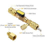 R410A R22 Spool Remover Installation Tool with Dual Size SAE 1/4 and 5/16 Ports
