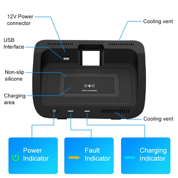 HFC-1062 Car Qi Standard Wireless Charger 10W Quick Charging for Toyota RAV4 2020-2021, Left Driving - Wireless Charging Pads by PMC TechLife | Online Shopping South Africa | PMC TechLife