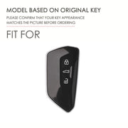 Hallmo Car Cowhide Leather Key Protective Cover for Volkswagen Golf 8(Black)