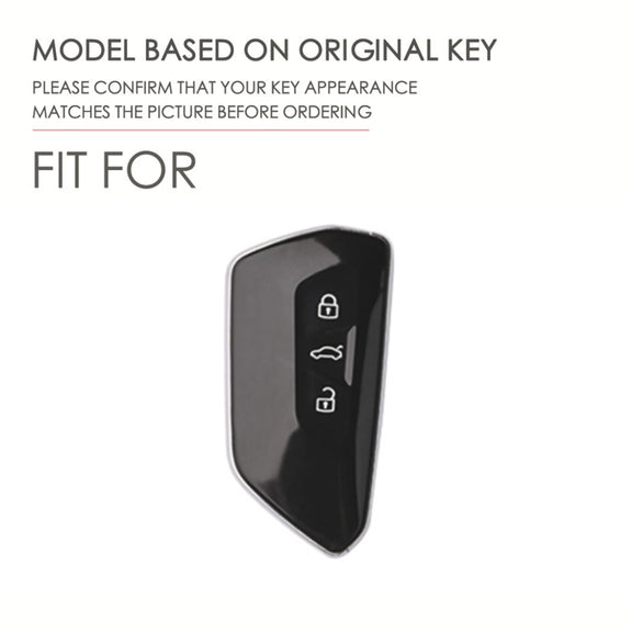 Hallmo Car Cowhide Leather Key Protective Cover for Volkswagen Golf 8(Black)