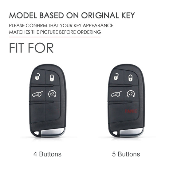 Hallmo Car Genuine Leather Key Protective Cover for Jeep Compass 4-button(Black)