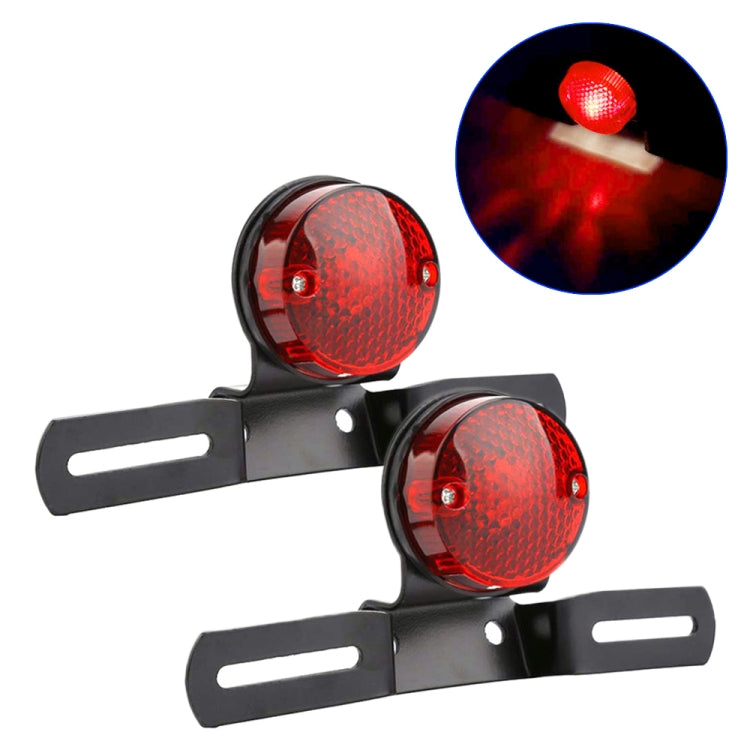 2 PCS Motorcycle Retro Round Brake Light with License Plate Holder - Signal Lights by PMC TechLife | Online Shopping South Africa | PMC TechLife