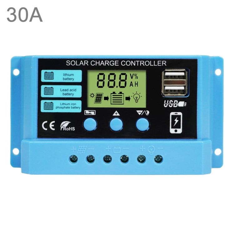 30A Solar Charge Controller 12V / 24V Lithium Lead-Acid Battery Charge Discharge PV Controller - Voltage Stabilizer by PMC TechLife | Online Shopping South Africa | PMC TechLife