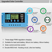 30A Solar Charge Controller 12V / 24V Lithium Lead-Acid Battery Charge Discharge PV Controller