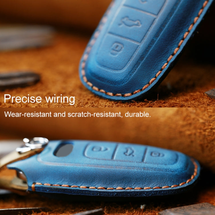 For Audi Series Car Cowhide Leather Key Protective Cover Key Case, B Version 2011-2018 (Brown)
