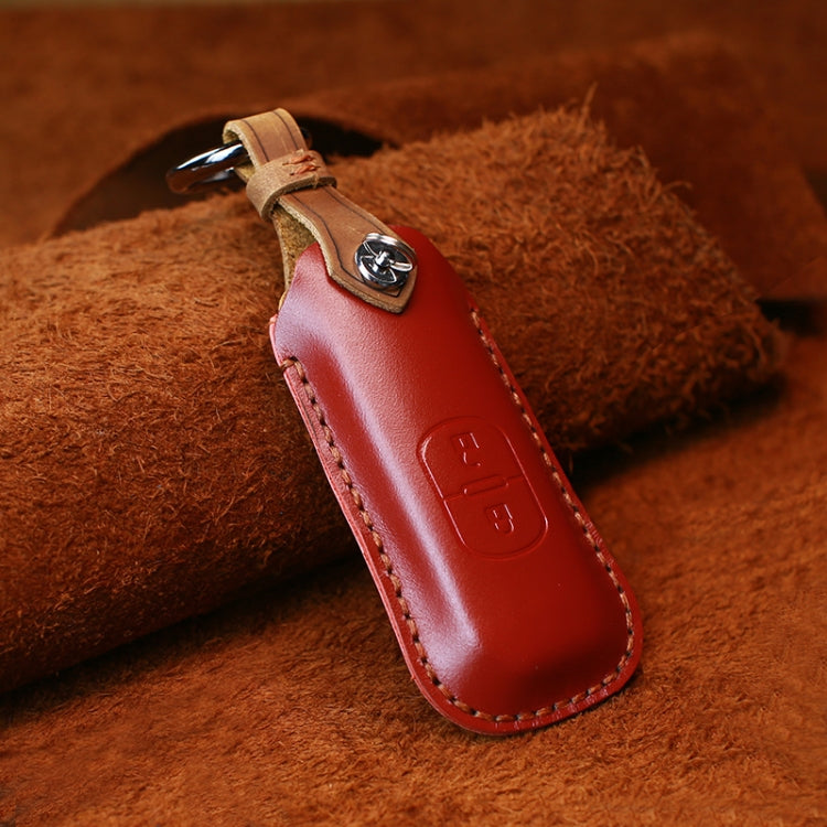 For Mazda Old Style Hallmo Car Cowhide Leather Key Protective Cover Key Case, Two Keys Version(Red) - Car Key Cases by Hallmo | Online Shopping South Africa | PMC TechLife | Buy Now Pay Later Mobicred