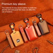 For Volvo Single Slit Style Car Cowhide Leather Key Protective Cover Key Case (Black)