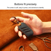 For Kia Car Cowhide Leather Key Protective Cover Key Case, Square Version (Blue)