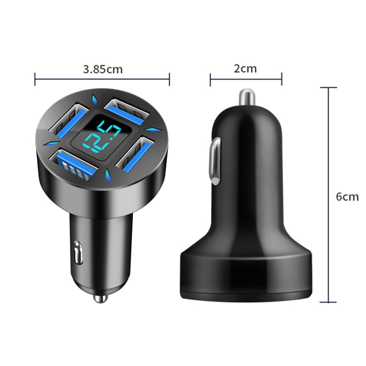 2pcs 4 in 1 USB 4.8A Digital Display Car Charger - Car Charger by PMC TechLife | Online Shopping South Africa | PMC TechLife