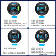 2pcs 4 in 1 USB 4.8A Digital Display Car Charger