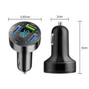 2pcs 4 in 1 USB PD20W+QC3.0+2.4A Digital Display Car Fast Charger