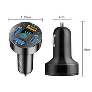 2pcs 4 in 1 USB QC3.0 Digital Display Car Fast Charger