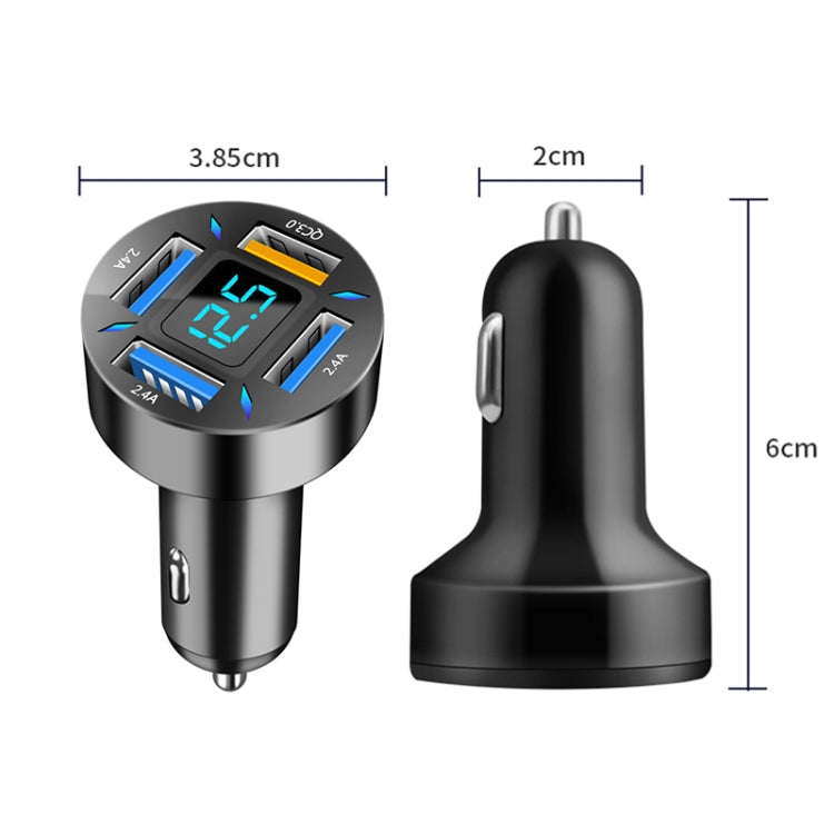 2pcs 4 in 1 USB QC3.0 Digital Display Car Fast Charger