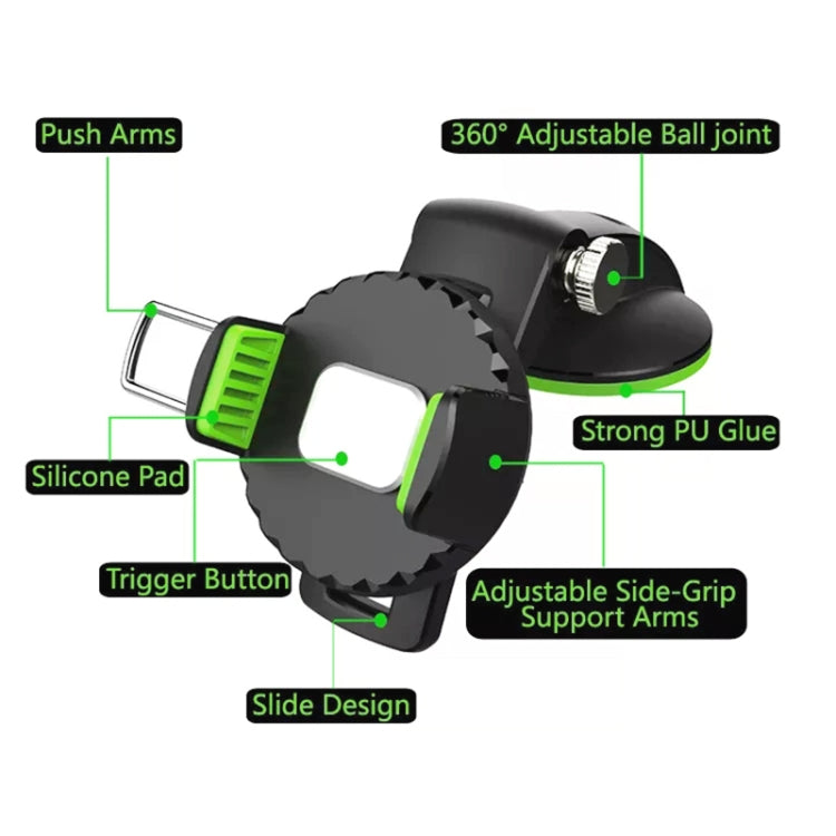 Multifunctional Car Center Console Dashboard Suction Cup Phone Holder (Black) - Car Holders by PMC TechLife | Online Shopping South Africa | PMC TechLife