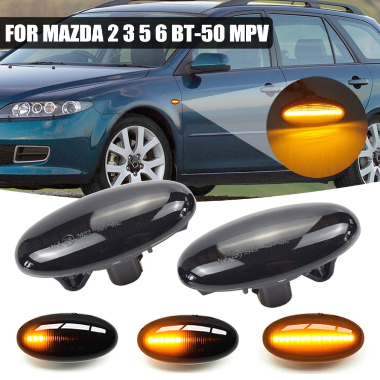 2pcs For Mazda 2 DY 2003-2007 Car Dynamic LED Fender Side Light (Transparent Black) - Arrow Turn Lights by PMC TechLife | Online Shopping South Africa | PMC TechLife