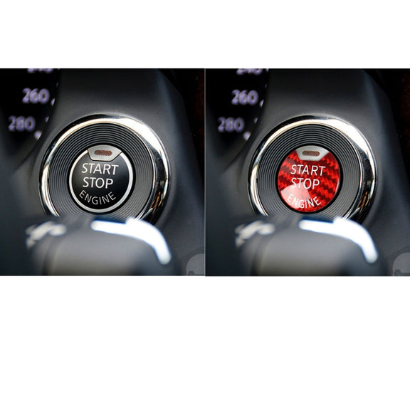 Car Carbon Fiber Engine Start Button Decorative Cover Trim for Nissan / Infiniti (Red)