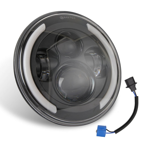 7 inch H4 / H13 DC 9V-30V 3000LM 3000K-6000K 25W Car Round Shape LED Headlight Lamps for Jeep Wrangler, with Angel Eye(White Light)