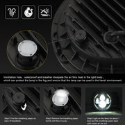 7 inch H4 / H13 DC 9V-30V 3000LM 3000K-6000K 25W Car Round Shape LED Headlight Lamps for Jeep Wrangler, with Angel Eye(White Light)