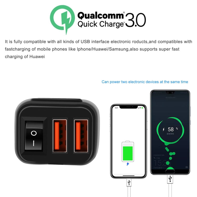 Universal Car Super Quick Dual Port USB Charger Power Outlet Adapter with LED Digital Voltmeter(Blue Light)