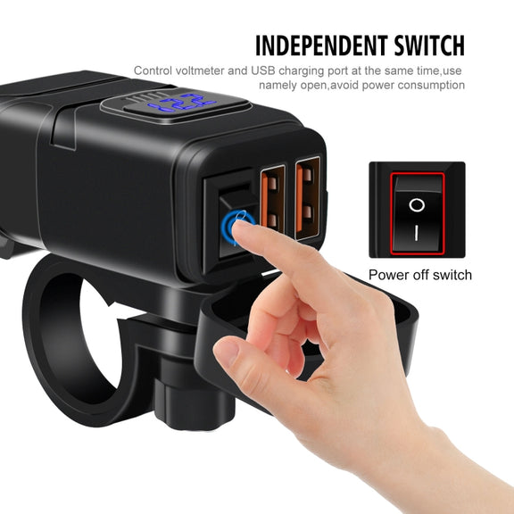 Universal Car Super Quick Dual Port USB Charger Power Outlet Adapter with LED Digital Voltmeter(Blue Light)