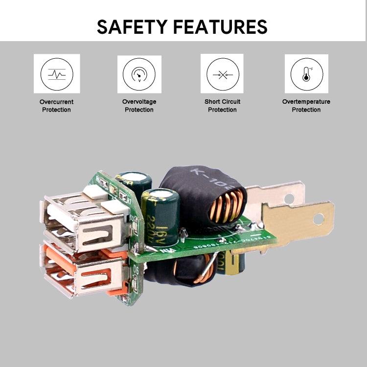 Universal Car QC3.0 Dual Port USB Charger Power Outlet Adapter 5V 2.4A IP66 with 60cm Cable(White Light)