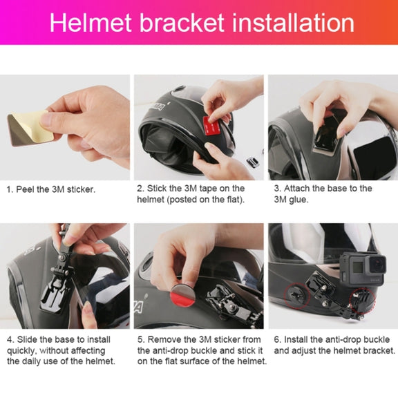 Cycling Helmet Adhesive Multi-Joint Arm Fixed Mount Set with J-Hook Buckle Mount & Adapter & Screw for DJI Osmo Action, GoPro HERO10 Black /9 Black / HERO8 Black /7 /6 /5 /5 Session /4 Session /4 /3+ /3 /2 /1, Xiaoyi and Other Action Cameras