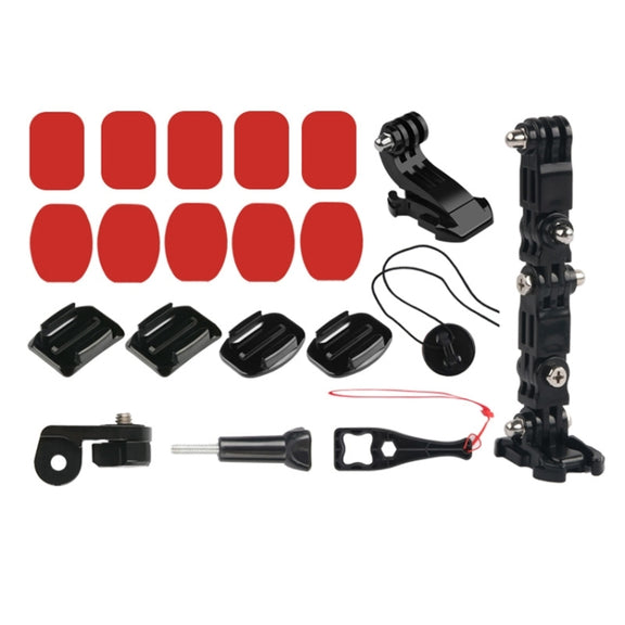 Cycling Helmet Adhesive Multi-Joint Arm Fixed Mount Set with J-Hook Buckle Mount & Adapter & Screw for DJI Osmo Action, GoPro HERO10 Black /9 Black / HERO8 Black /7 /6 /5 /5 Session /4 Session /4 /3+ /3 /2 /1, Xiaoyi and Other Action Cameras