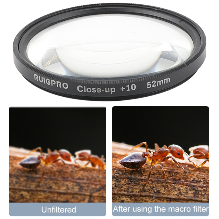 RUIGPRO for GoPro HERO 7/6 /5 Professional 52mm 10X Close-up Lens Filter with Filter Adapter Ring & Lens Cap - Lens Filter by RUIGPRO | Online Shopping South Africa | PMC TechLife | Buy Now Pay Later Mobicred